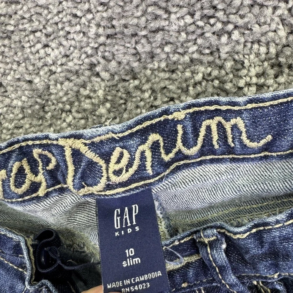 Gap Jeans Kids 10 Slim Blue Denim Crop Pockets Spring Casual Play